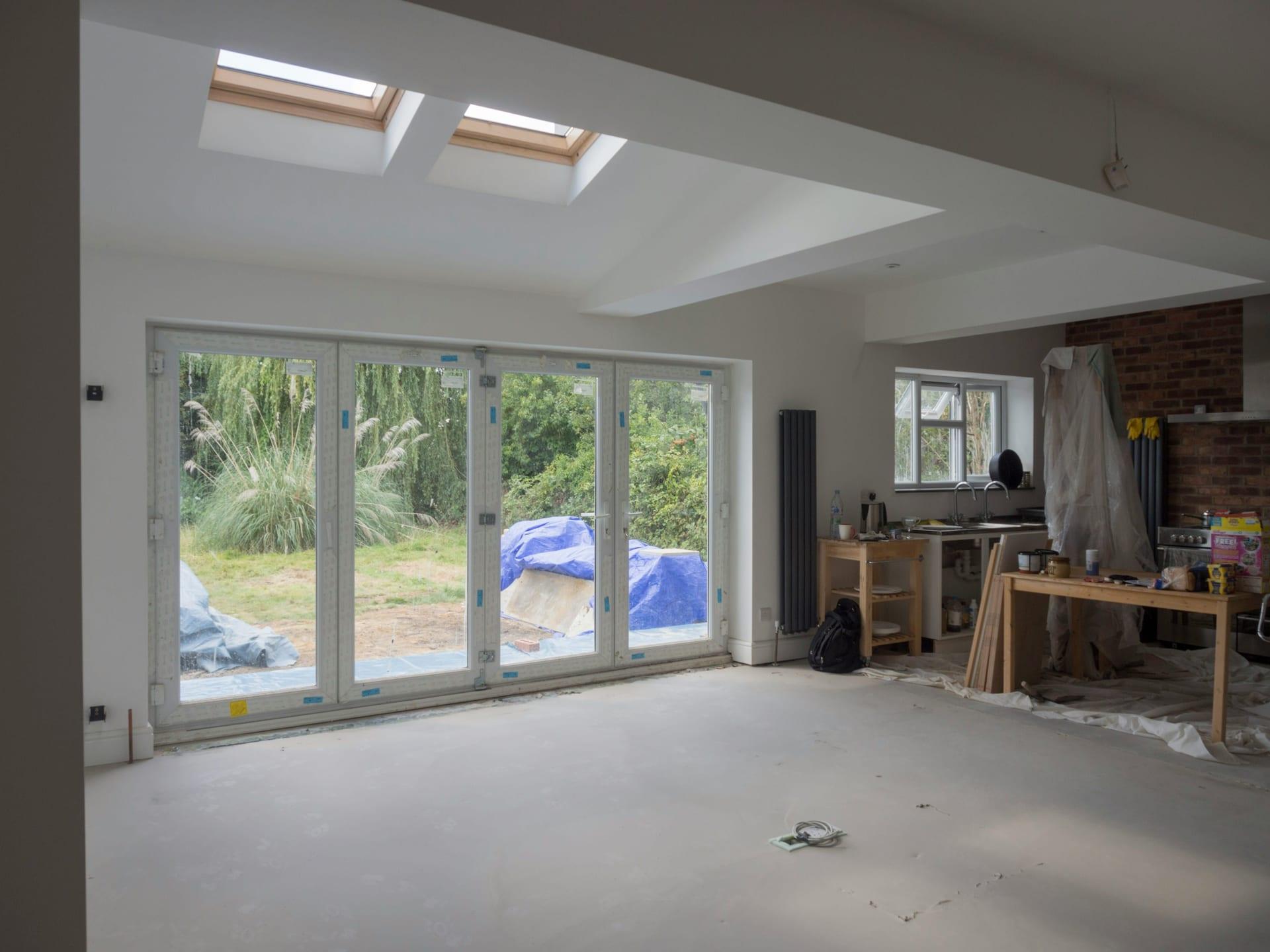 Extension plaster and paint finish