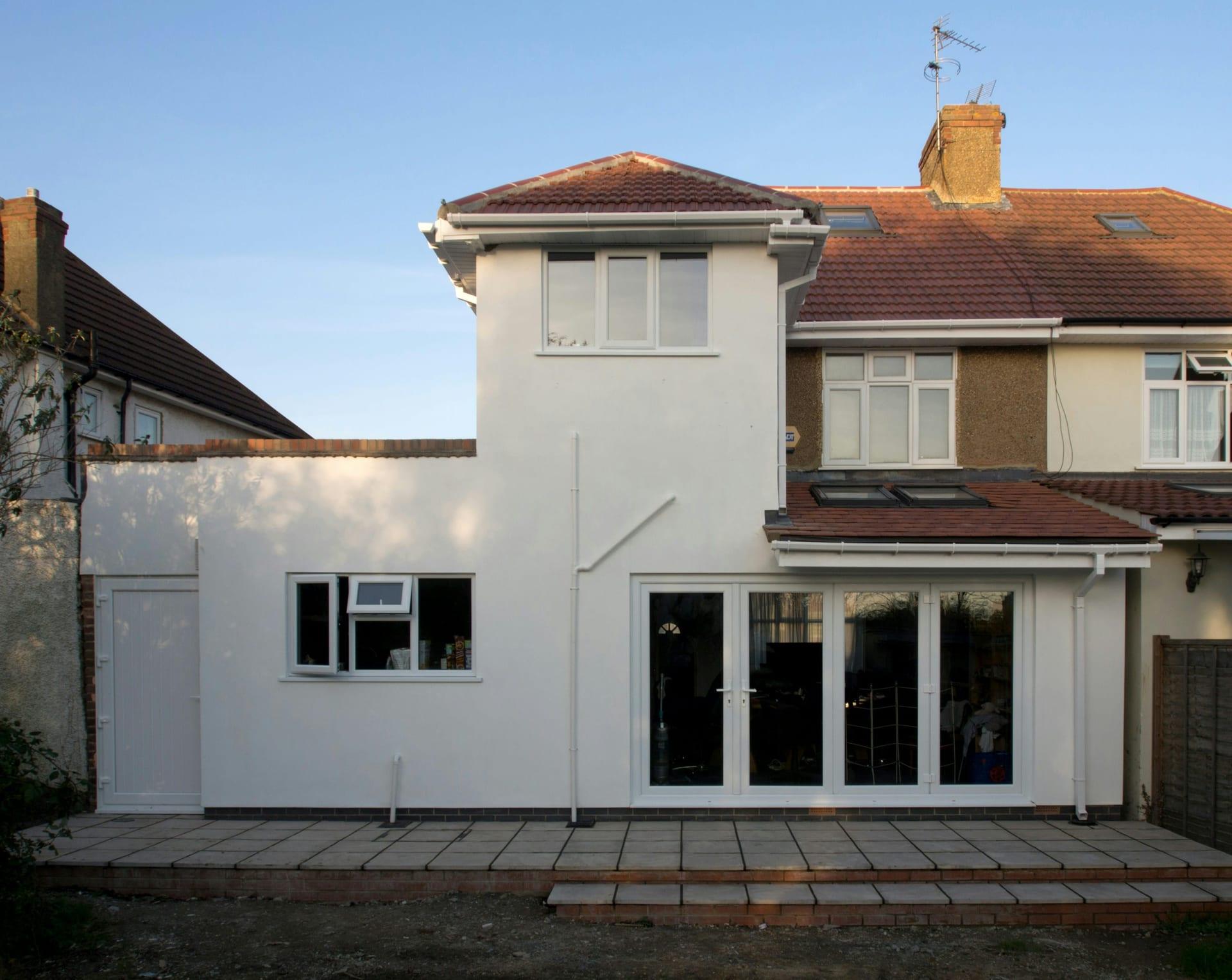 Sand render finish on a Poole property